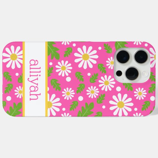 Retro Hippie Flowers Daisy Pattern Case-Mate iPhoneケース (裏面 (横))