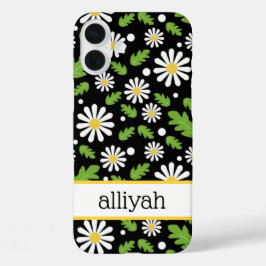 Retro Hippie Flowers Daisy Pattern iPhone 16 Plusケース