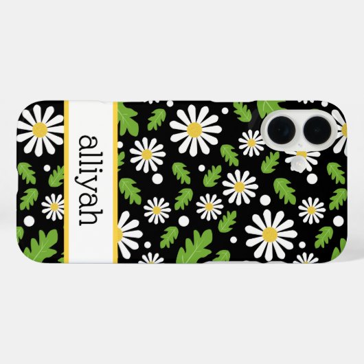 Retro Hippie Flowers Daisy Pattern Case-Mate iPhoneケース (裏面 (横))