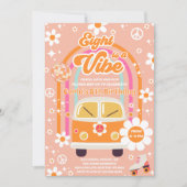 Retro Hippie Rainbow Eight Is A Vibe 8th Birthday 招待状 (正面)