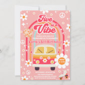 Retro Hippie Rainbow Five is a Vibe 5th Birthday 招待状 (正面)