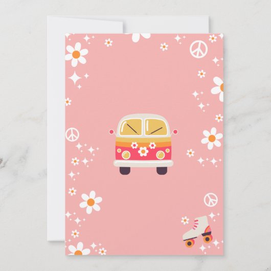 Retro Hippie Rainbow Five is a Vibe 5th Birthday 招待状 (裏面)