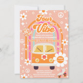 Retro Hippie Rainbow Four Is A Vibe 4th Birthday 招待状 (正面)