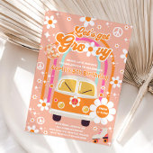 Retro Hippie Rainbow Let's Get Groovy 5th Birthday 招待状