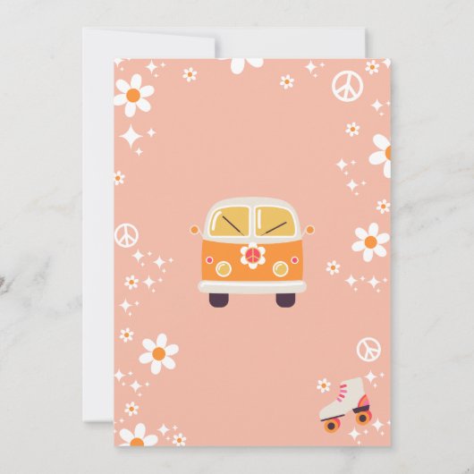 Retro Hippie Rainbow Seven Is A Vibe 7th Birthday 招待状 (裏面)