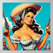 Retro Hispanic Cowgirl ポスター (正面)