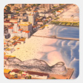 Retro Historical Long Beach, California Boardwalk スクエアシール (正面)