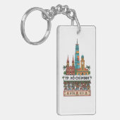 Retro Ho Chi Minh City Skyline Saigon Wander South キーホルダー (正面左)
