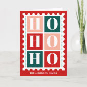 Retro Ho Ho Ho Christmas Postage Stamp シーズンカード (正面)