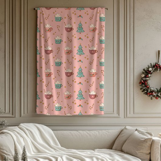 Retro Holiday Blanket 70s Style with Soft Colors フリースブランケット