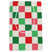 Retro Holiday Check ミディアムペーパーバッグ (正面)