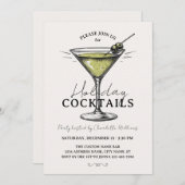 Retro Holiday Cocktails Drinks Christmas Party 招待状 (正面/裏面)