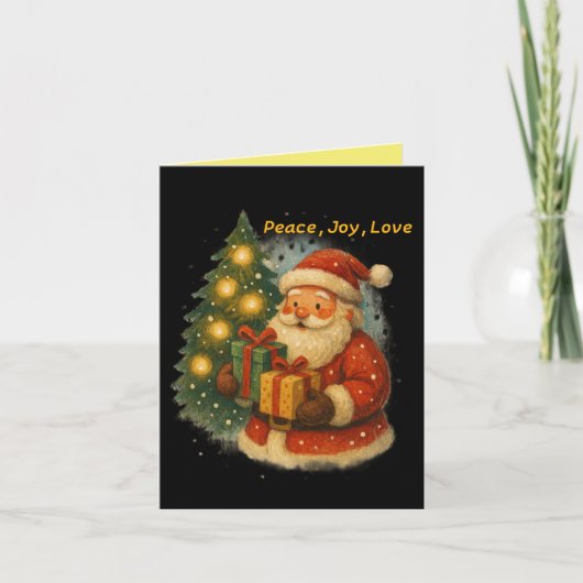 “Retro Holiday Greeting Card – Santa & Gifts” カード (正面)