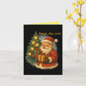 “Retro Holiday Greeting Card – Santa & Gifts” カード (黄色い花)