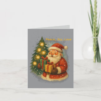 “Retro Holiday Greeting Card – Santa & Gifts” カード