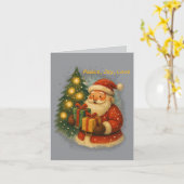 “Retro Holiday Greeting Card – Santa & Gifts” カード (黄色い花)