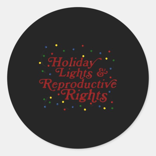 Retro Holiday Lights & Reproductive Rights Chr ラウンドシール (正面)