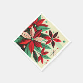 Retro Holiday Poinsettia Mid Century Découpage スタンダードカクテルナプキン (角)