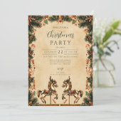 Retro Holiday Rocking Horse Christmas 招待状 (スタンド正面)