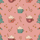 Retro Holiday Table Funky Pastel Christmas Style ロングテーブルランナー