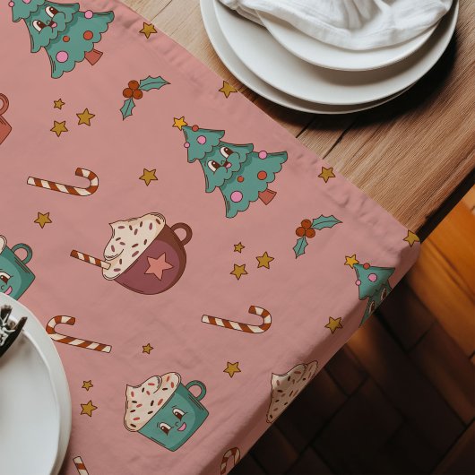 Retro Holiday Table Funky Pastel Christmas Style ロングテーブルランナー