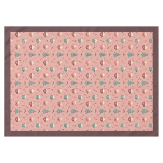 Retro Holiday Tablecloth Funky Pastel Christmas テーブルクロス (正面(横))
