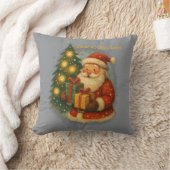“Retro Holiday Throw Pillow – Cozy Santa & Gifts  クッション (ブランケット)