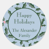 Retro Holly Holiday ラウンドシール (正面)