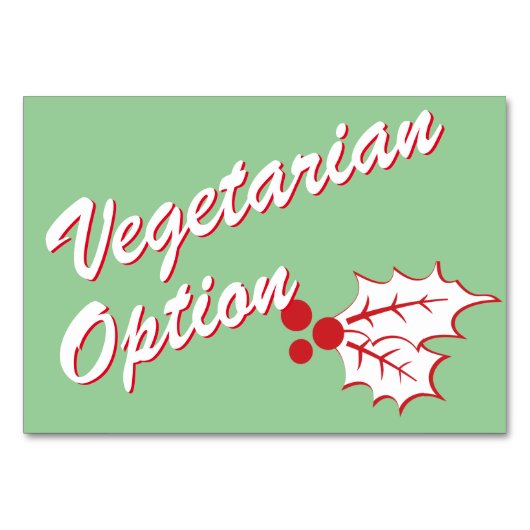 Retro Holly Holiday Custom Buffet Card テーブルナンバー (正面)