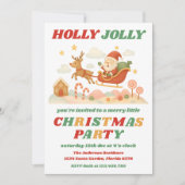 Retro Holly Jolly Editable Christmas Party 招待状 (正面)