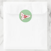 Retro Holly Leaves and Berries Christmas Stickers ラウンドシール (バッグ)