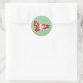 Retro Holly Leaves and Berries Holiday Stickers ラウンドシール (バッグ)