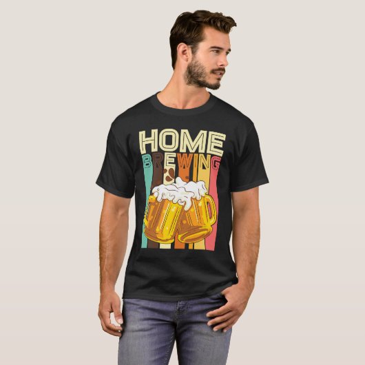 Retro Home Brewing Craft Beer Microbrew Hops Beer Tシャツ (正面フル)