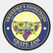 Retro Homemade Grape Jam Label Template ラウンドシール (正面)