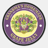 Retro Homemade Grape Jelly Label Template ラウンドシール (正面)