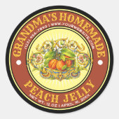 Retro Homemade Peach Jelly Jam Label Template ラウンドシール (正面)
