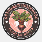 Retro Homemade Pickled Beets Label Template ラウンドシール (正面)