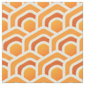 Retro Honeycomb Waves Orange Hexagon Pattern ファブリック (クローズアップ)
