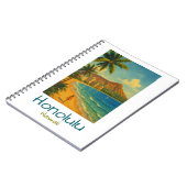 Retro Honolulu Hawaii Waikiki Beach ノートブック (左側)