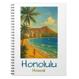 Retro Honolulu Hawaii Waikiki Beach ノートブック