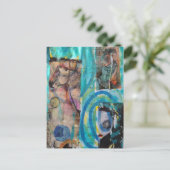 Retro Horse, Donkey, and Doll Mixed Media Collage ポストカード (スタンド正面)