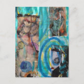 Retro Horse, Donkey, and Doll Mixed Media Collage ポストカード (正面)