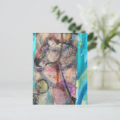 Retro Horse on a Blue Background Mixed Media ポストカード (スタンド正面)