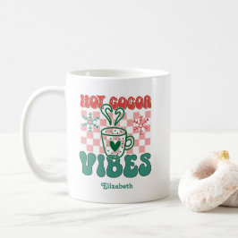 Retro “Hot Cocoa Vibes” Personalized Christmas コーヒーマグカップ