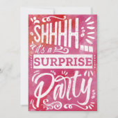 Retro Hot Pink Shh Surprise Birthday Party 招待状 (正面)
