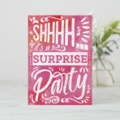Retro Hot Pink Shh Surprise Birthday Party 招待状 (スタンド正面)