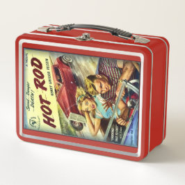 Retro Hot Rod Red Metal Lunch Box メタルランチボックス