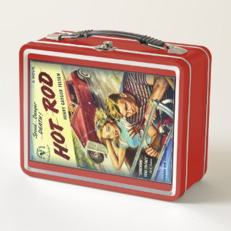 Retro Hot Rod Red Metal Lunch Box メタルランチボックス