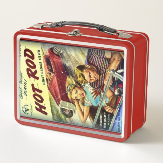 Retro Hot Rod Red Metal Lunch Box メタルランチボックス (正面)