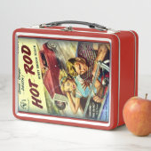 Retro Hot Rod Red Metal Lunch Box メタルランチボックス (インサイチュ)